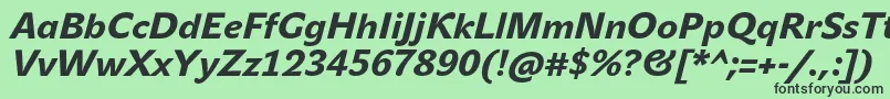 JohnsansHeavyProItalic-fontti – mustat fontit vihreällä taustalla