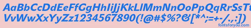 JohnsansHeavyProItalic-Schriftart – Blaue Schriften auf rosa Hintergrund