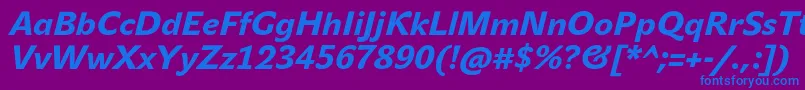 フォントJohnsansHeavyProItalic – 紫色の背景に青い文字
