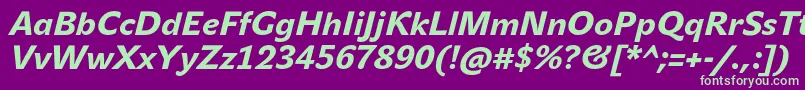 JohnsansHeavyProItalic Font – Green Fonts on Purple Background