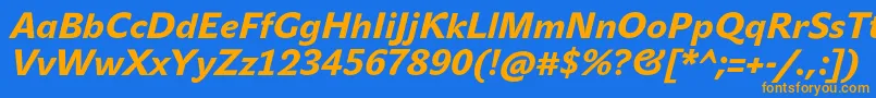 JohnsansHeavyProItalic Font – Orange Fonts on Blue Background