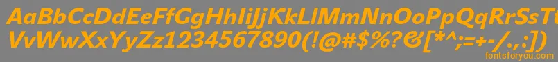 JohnsansHeavyProItalic-Schriftart – Orangefarbene Schriften auf grauem Hintergrund