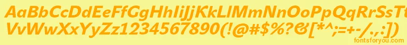 JohnsansHeavyProItalic-fontti – oranssit fontit keltaisella taustalla