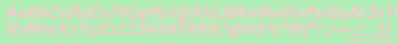 フォントJohnsansHeavyProItalic – 緑の背景にピンクのフォント