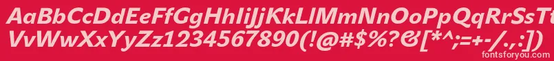 JohnsansHeavyProItalic-Schriftart – Rosa Schriften auf rotem Hintergrund
