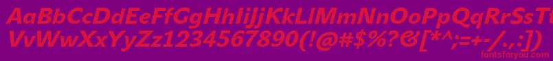 JohnsansHeavyProItalic Font – Red Fonts on Purple Background