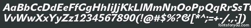 JohnsansHeavyProItalic-fontti – valkoiset fontit mustalla taustalla