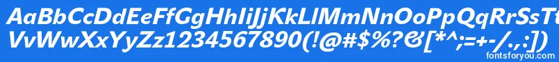 JohnsansHeavyProItalic-Schriftart – Weiße Schriften auf blauem Hintergrund