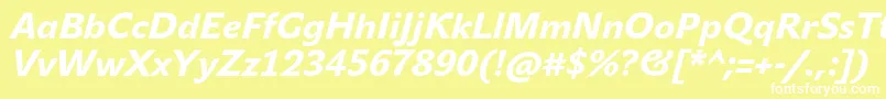 JohnsansHeavyProItalic-Schriftart – Weiße Schriften auf gelbem Hintergrund