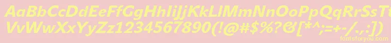 JohnsansHeavyProItalic-fontti – keltaiset fontit vaaleanpunaisella taustalla