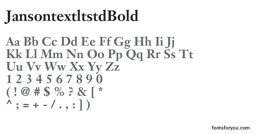 A fonte JansontextltstdBold – alfabeto, números, caracteres especiais