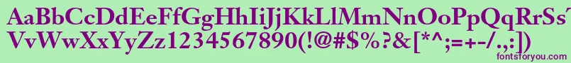 JansontextltstdBold Font – Purple Fonts on Green Background