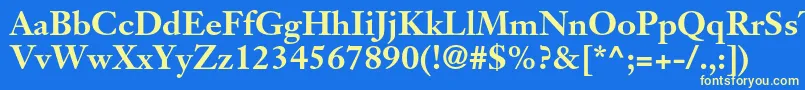 フォントJansontextltstdBold – 黄色の文字、青い背景