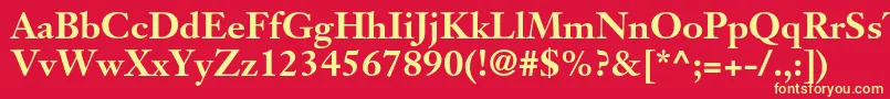 フォントJansontextltstdBold – 黄色の文字、赤い背景