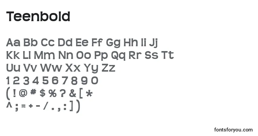 Шрифт Teenbold – алфавит, цифры, специальные символы