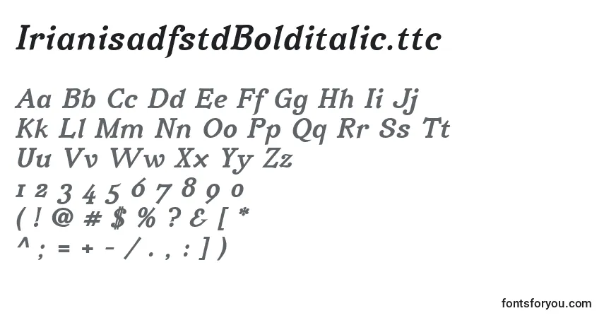 Fuente IrianisadfstdBolditalic.ttc - alfabeto, números, caracteres especiales