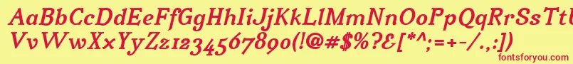 IrianisadfstdBolditalic.ttc Font – Red Fonts on Yellow Background