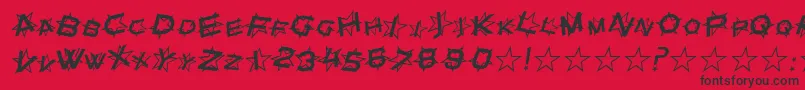 フォントSfStarDustItalic – 赤い背景に黒い文字