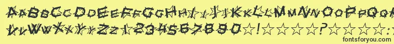 フォントSfStarDustItalic – 黒い文字の黄色い背景