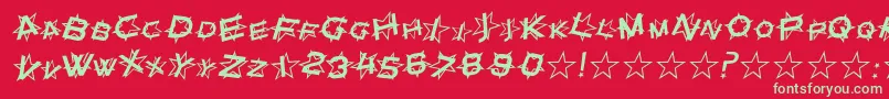 フォントSfStarDustItalic – 赤い背景に緑の文字