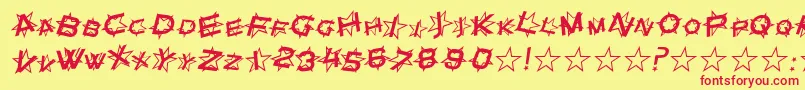 SfStarDustItalic-Schriftart – Rote Schriften auf gelbem Hintergrund