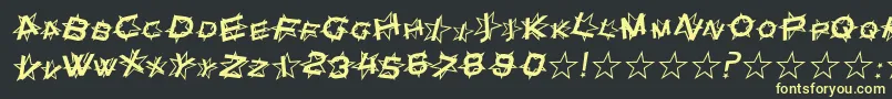 フォントSfStarDustItalic – 黒い背景に黄色の文字