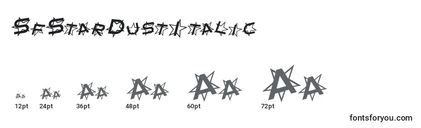 Размеры шрифта SfStarDustItalic