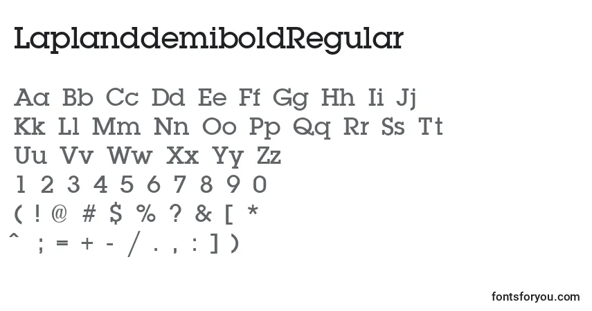 Czcionka LaplanddemiboldRegular – alfabet, cyfry, specjalne znaki