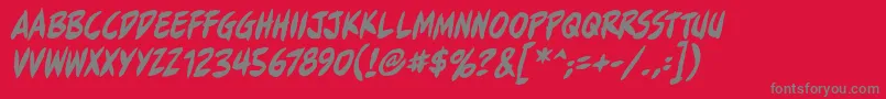 フォントFullbleedbbItal – 赤い背景に灰色の文字