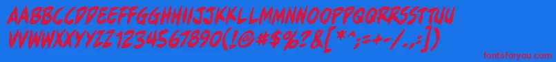 FullbleedbbItal Font – Red Fonts on Blue Background