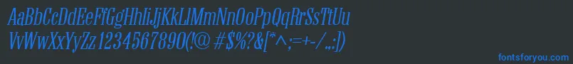 フォントColonellItalic – 黒い背景に青い文字