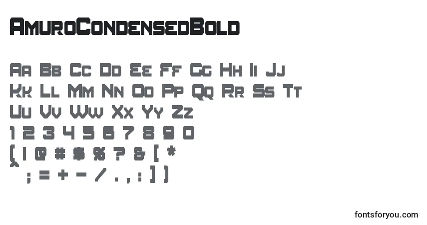 Шрифт AmuroCondensedBold – алфавит, цифры, специальные символы
