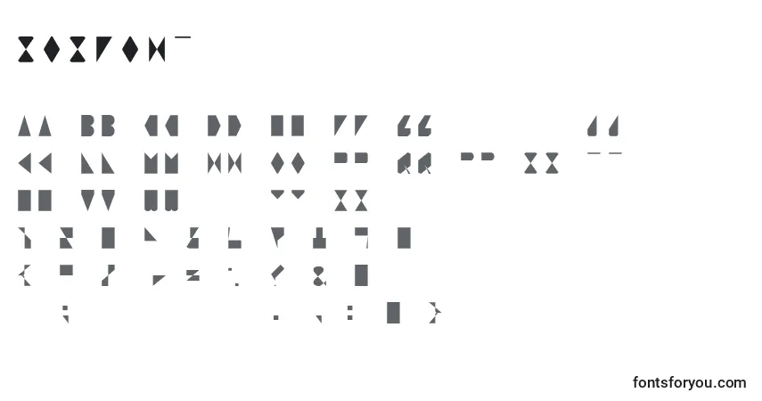 Schriftart Sosfont – Alphabet, Zahlen, spezielle Symbole