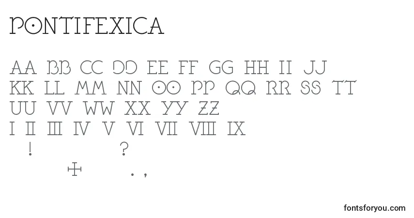 Czcionka Pontifexica – alfabet, cyfry, specjalne znaki