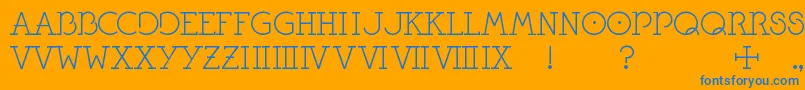 Pontifexica Font – Blue Fonts on Orange Background