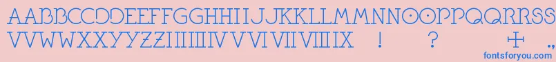 Pontifexica-Schriftart – Blaue Schriften auf rosa Hintergrund