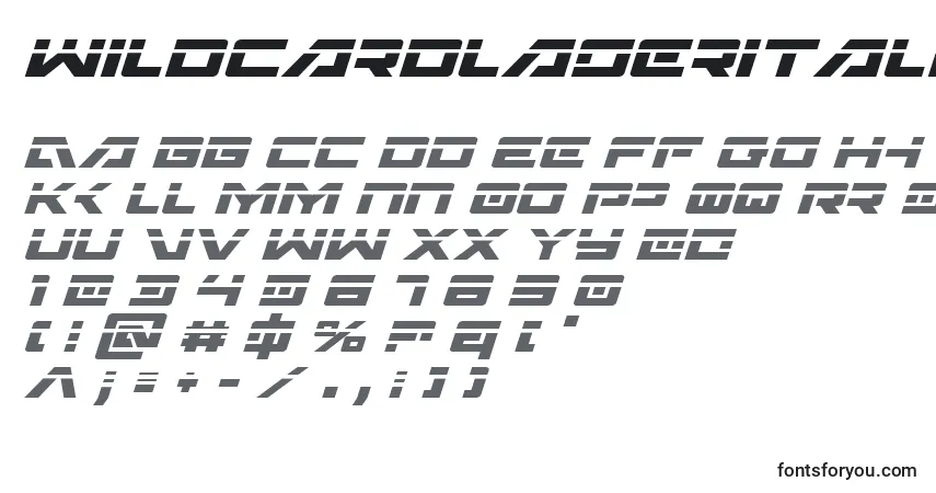 Czcionka WildcardLaserItalic – alfabet, cyfry, specjalne znaki