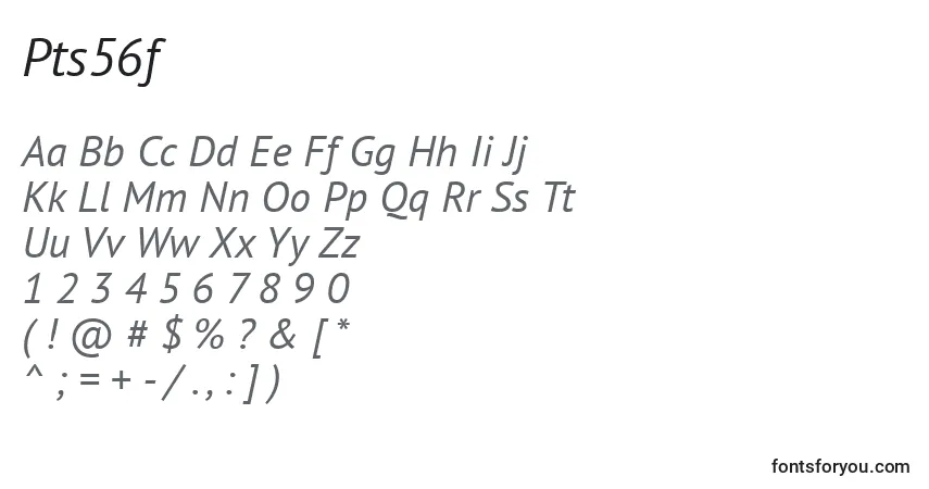 Czcionka Pts56f – alfabet, cyfry, specjalne znaki