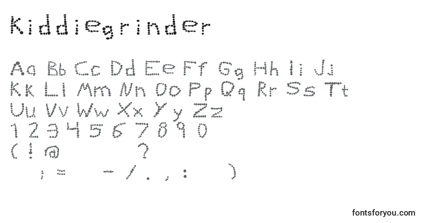 Czcionka Kiddiegrinder – alfabet, cyfry, specjalne znaki