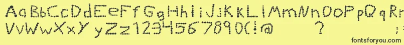 Kiddiegrinder-Schriftart – Schwarze Schriften auf gelbem Hintergrund