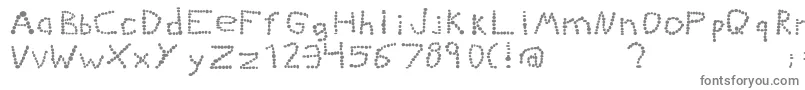 Kiddiegrinder-fontti – harmaat kirjasimet valkoisella taustalla