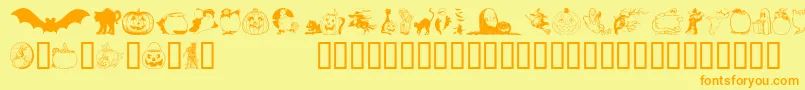 Hellowee-Schriftart – Orangefarbene Schriften auf gelbem Hintergrund