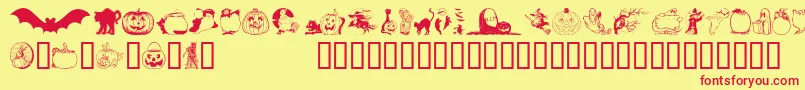 Hellowee-Schriftart – Rote Schriften auf gelbem Hintergrund