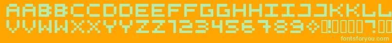 525Squa Font – Green Fonts on Orange Background