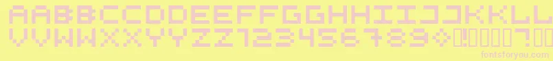 525Squa Font – Pink Fonts on Yellow Background