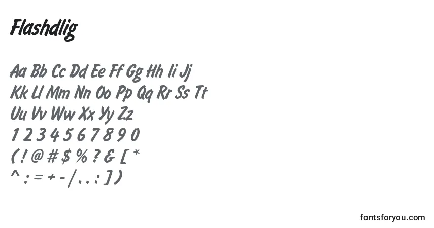 A fonte Flashdlig – alfabeto, números, caracteres especiais