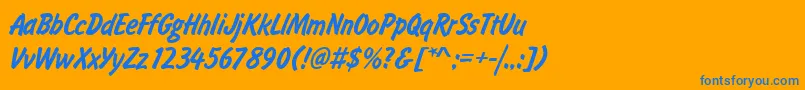 Flashdlig-Schriftart – Blaue Schriften auf orangefarbenem Hintergrund