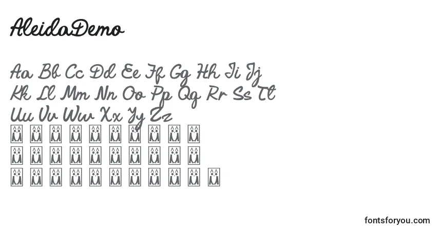 Шрифт AleidaDemo – алфавит, цифры, специальные символы