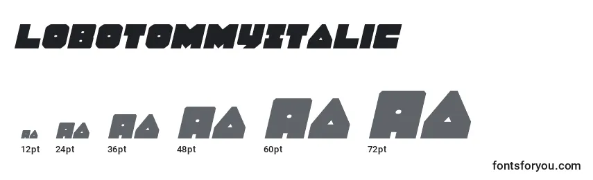 LoboTommyItalic Font Sizes