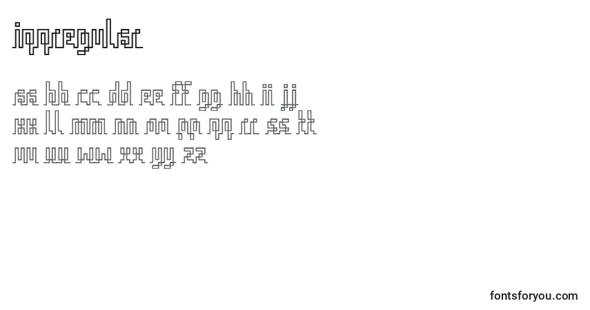 Czcionka IqqRegular – alfabet, cyfry, specjalne znaki